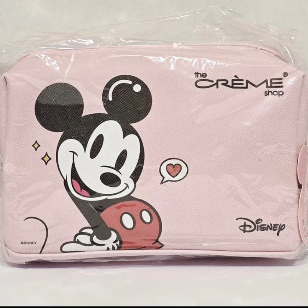 NWT The Crème Shop Pink Mickey & Minnie Mouse Cosmetic Bag Limited Edition NWT